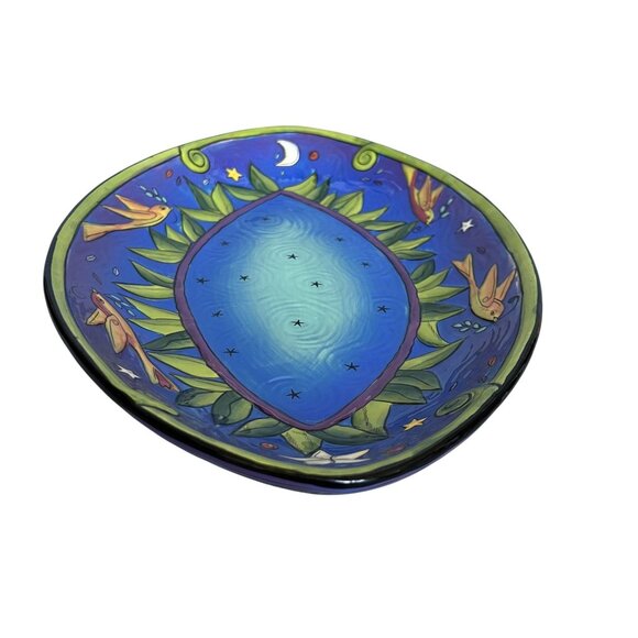 Terri Kern Vintage Handmade Moon Star Night Oval Serving Platter Bowl 14" Signed - Picture 12 of 16